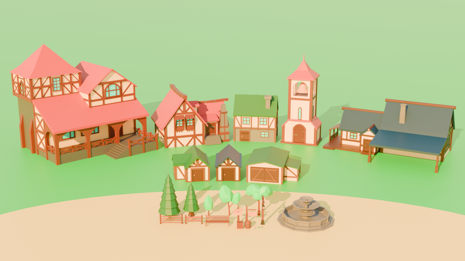 Low Poly Village Asset Pack | Fab