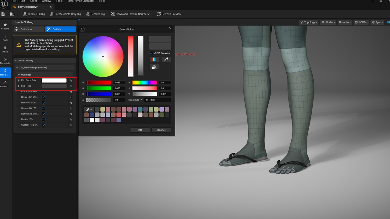 Media 1 for listing Men Flip-Flops - Metahuman Shoes - Parametric PBR Footwear