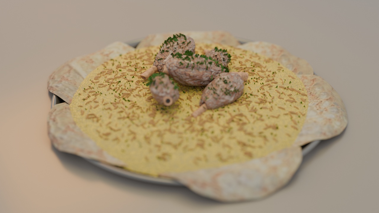 Media 1 for listing 3D Realistic Arabic Jordanian Meat Mansaf - المنسف الأردني