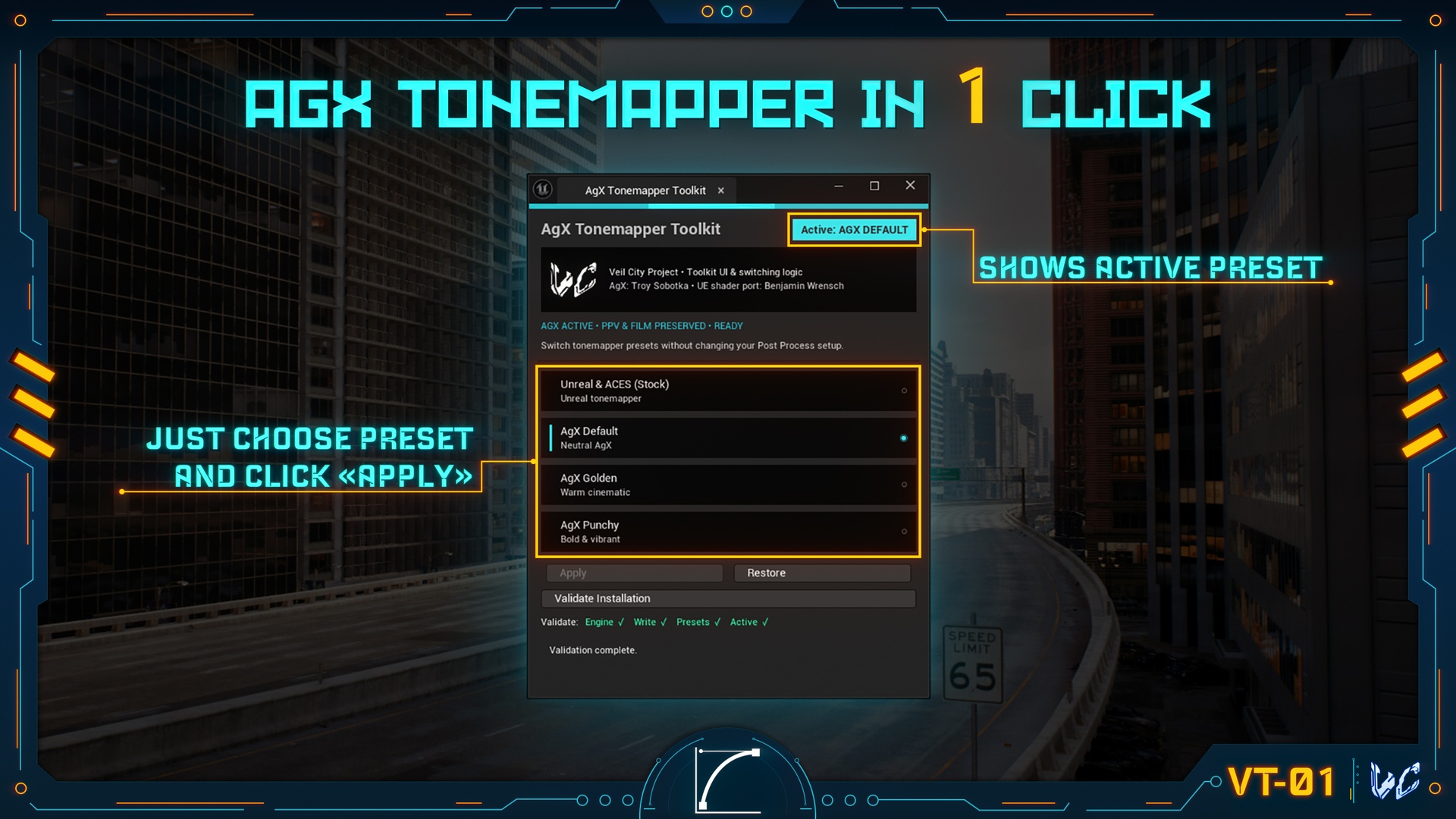 Media 1 for listing AgX Tonemapper Toolkit - [Veil Tool]