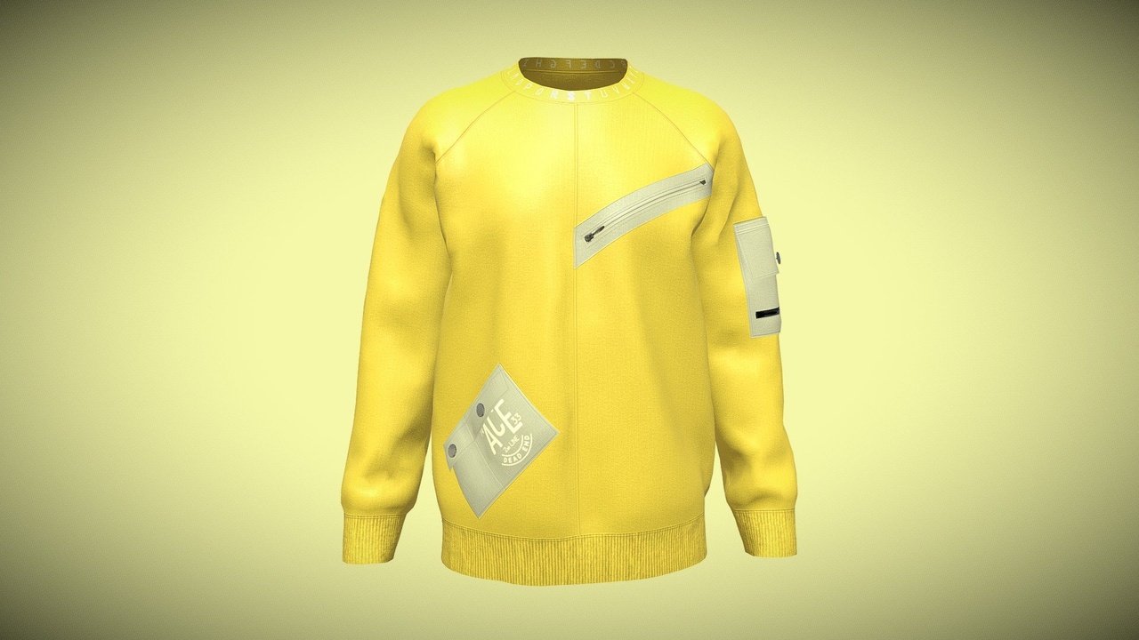 Media 1 for listing Men Raglan Sweatshirts - Zip With Pocket | Low Poly