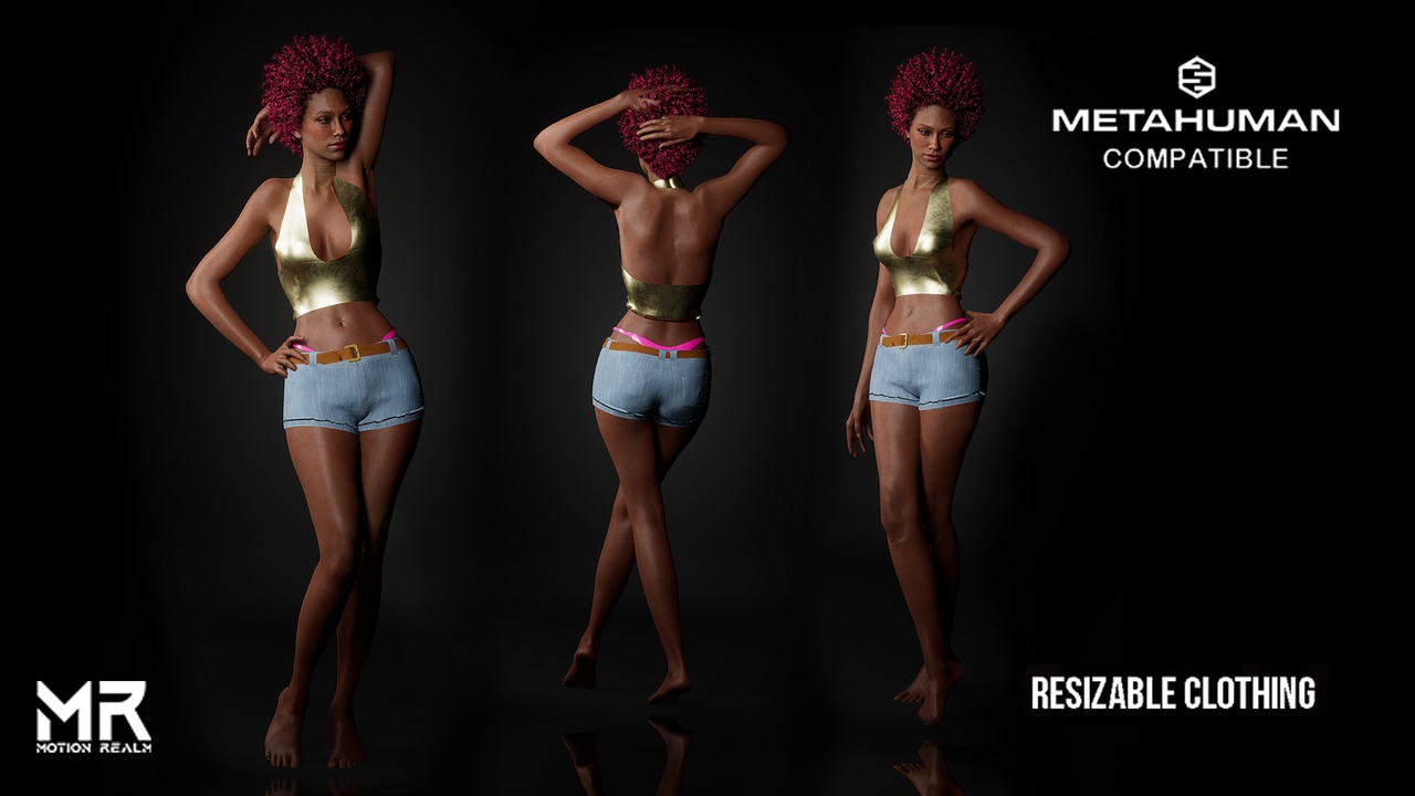 Media 1 for listing MetaHuman Outfit - Shorts, Crop Top (Halter Neck)