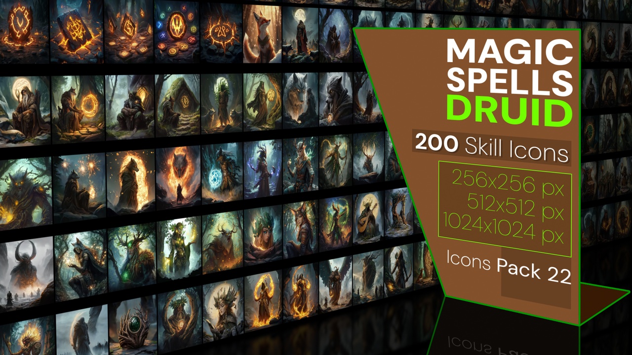 Media 1 for listing 200 Magic Spell Icons Pack 22 - Druid