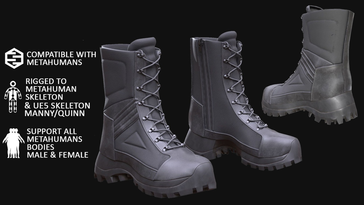 Média 1 pour l'article Boots - All MH Bodies & UE5 Skeletons - Rigged