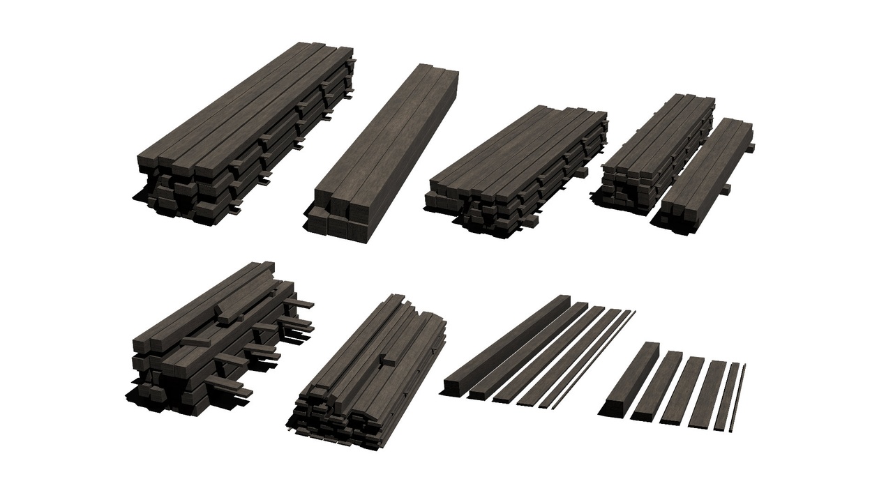 Media 1 for listing Moduar wooden timber or lumber beam or truss kit DARK 3D model
