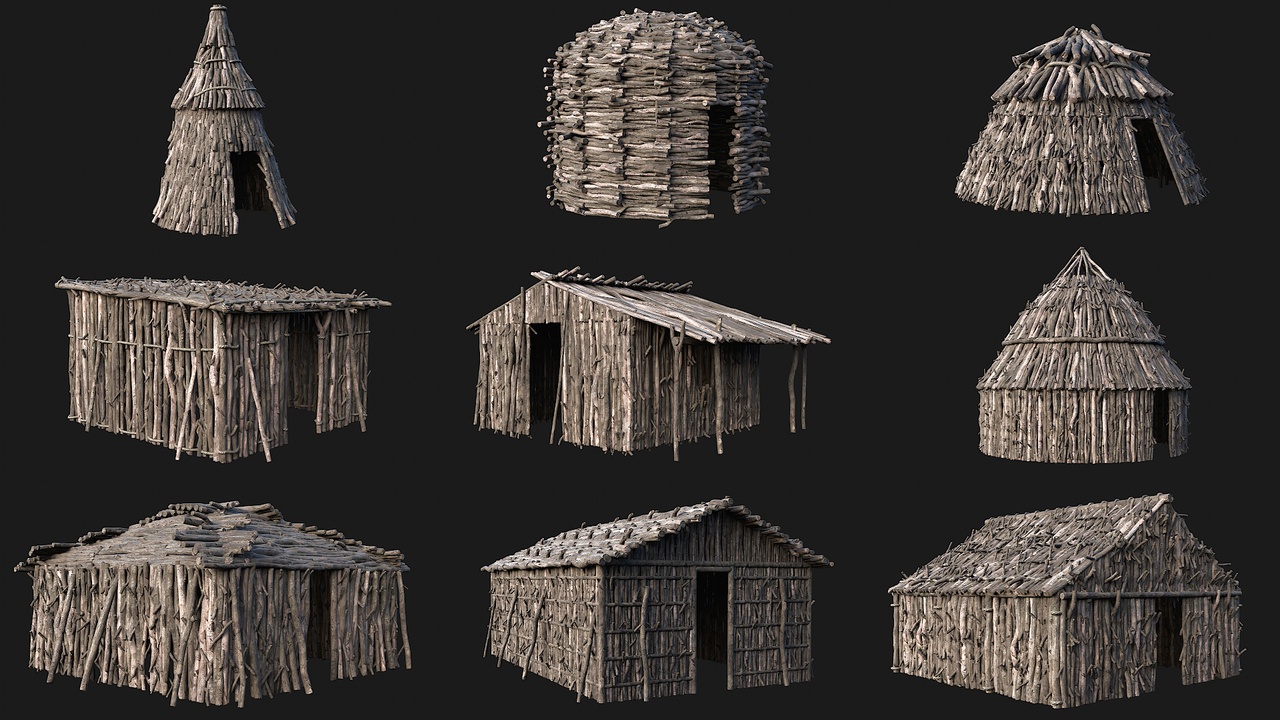Primitive Stick Huts 제품 등록을 위한 미디어 1개