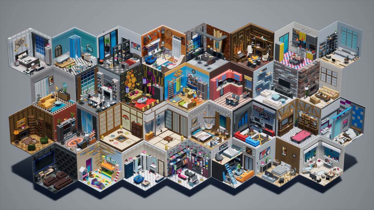 Low Poly 30 Rooms 1000+ Objects 제품 등록을 위한 미디어 1개
