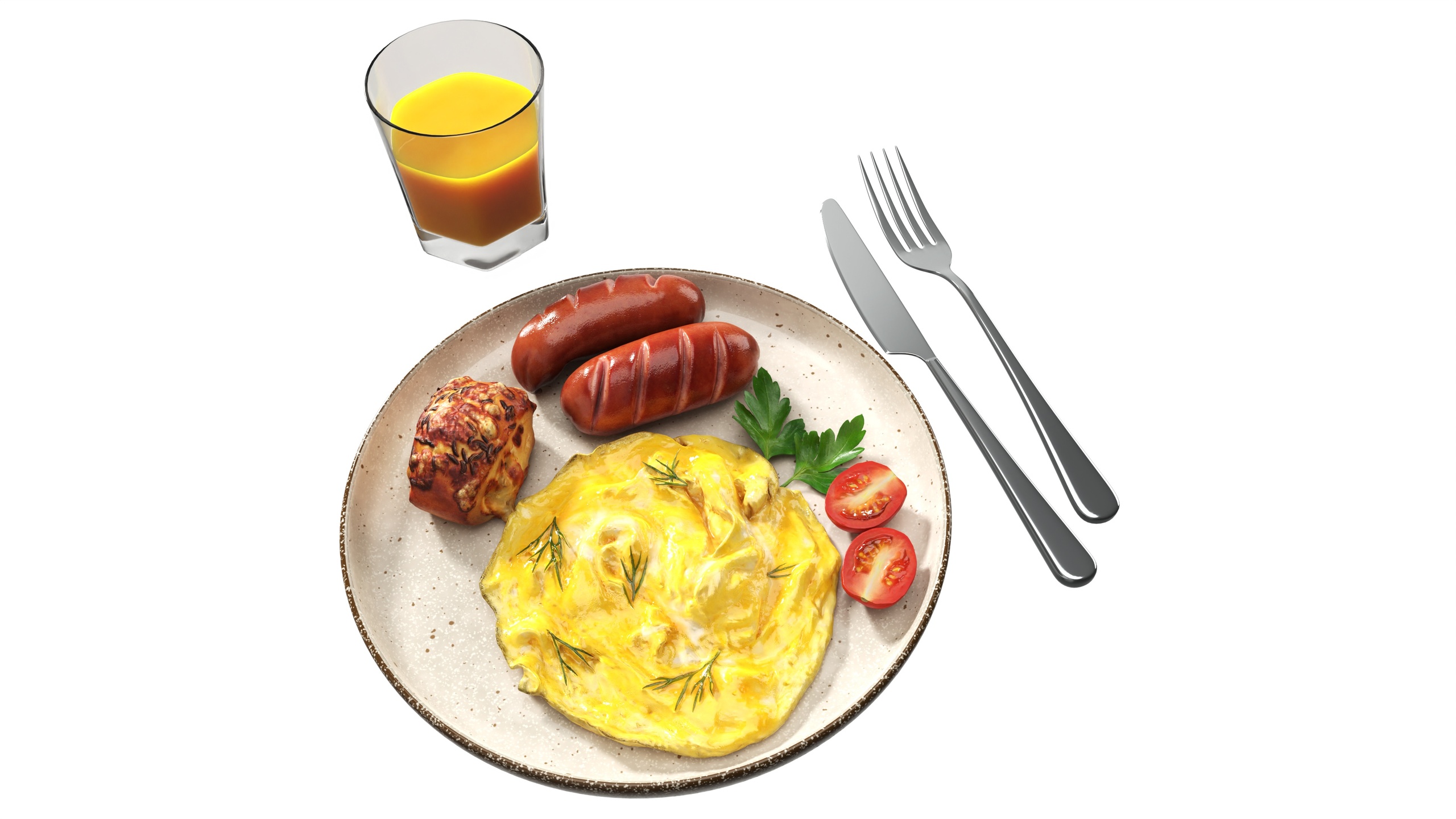Media 1 for listing Breakfast with omlette sausages and juice