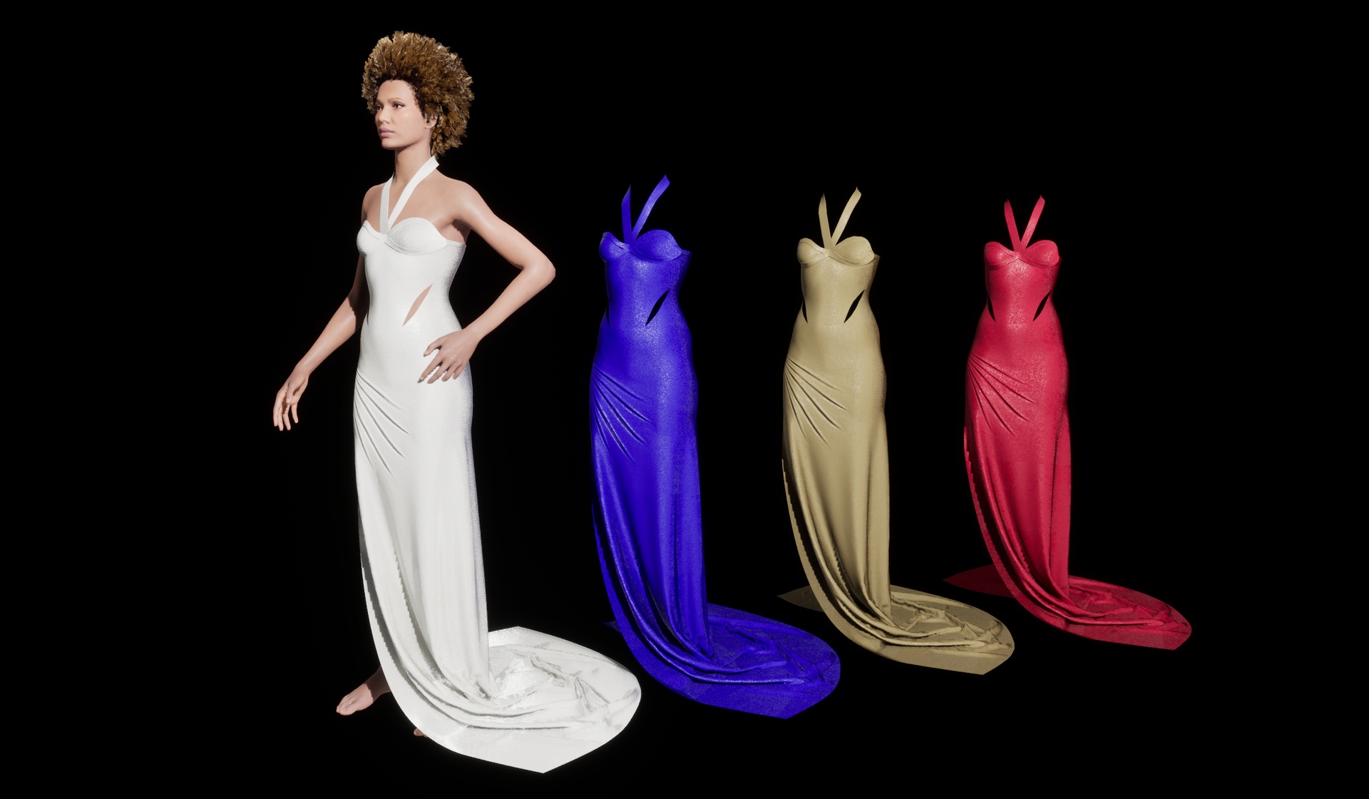Media 1 for listing Metahuman Cloth & Dress – Elegant Pleated Evening (4 Color Variations)