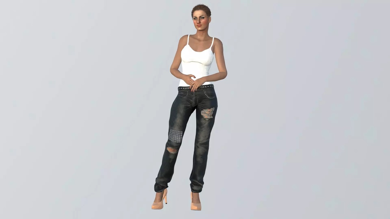 Media 1 for listing Casual Female Character - Rigged Game-Ready Low-Poly 3D Model