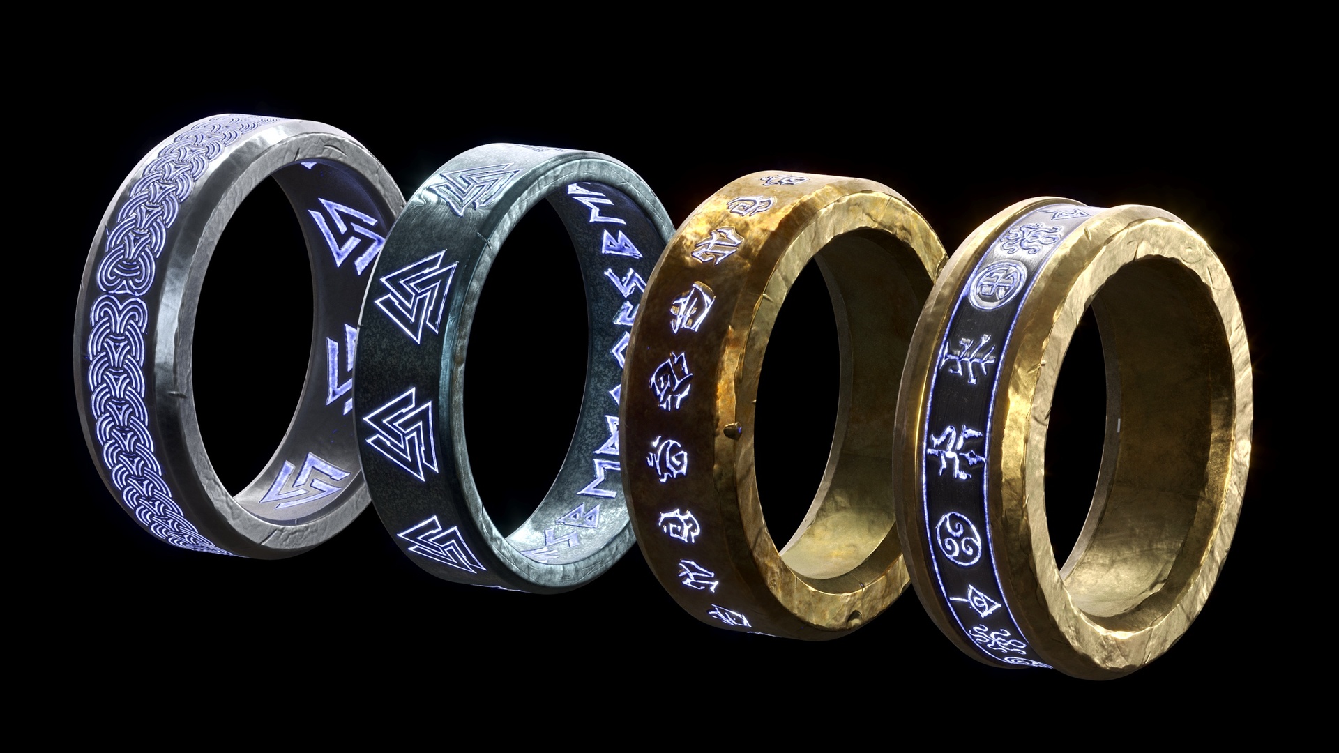 Media 1 for listing Magic Runic Rings – Fantasy Artifact set