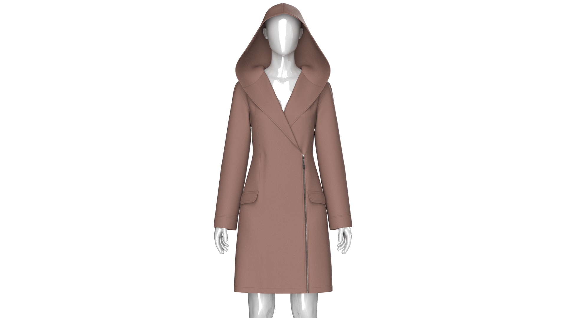 Media 1 for listing Girls Side Zip Long Hooded Coat | High Poly