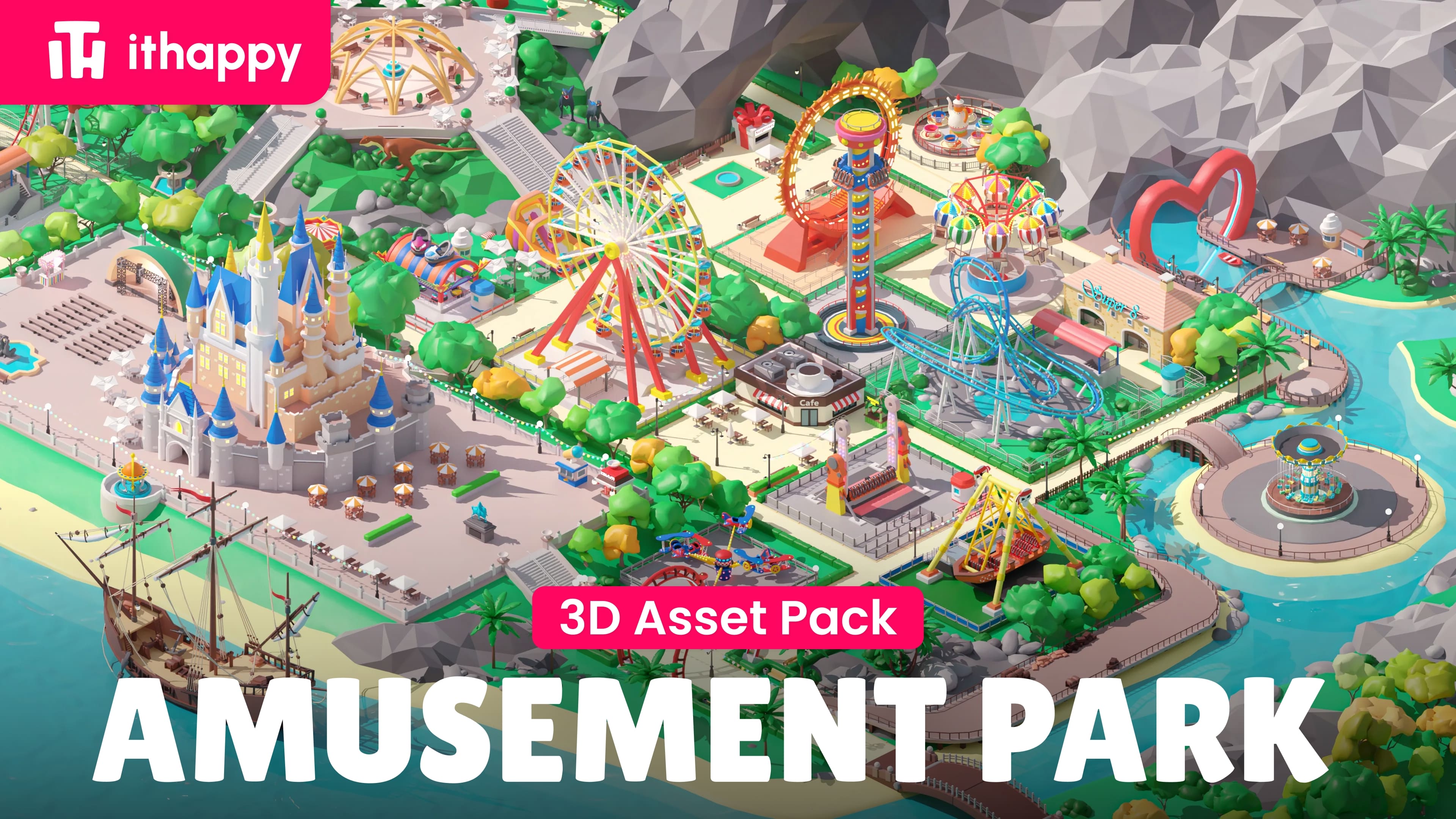 Amusement Park - Low Poly 3D Models Pack | Fab