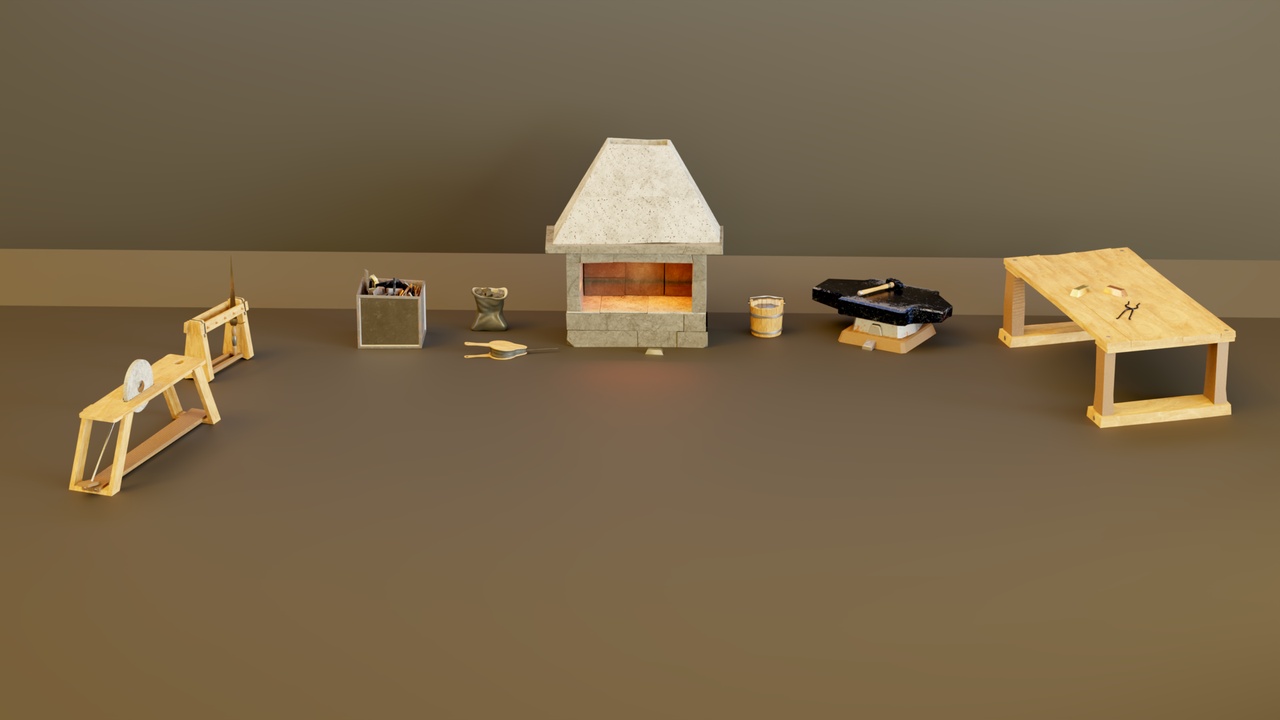 Media 1 for listing Stylized Blacksmith Workshop - 15 Game-Ready Assets