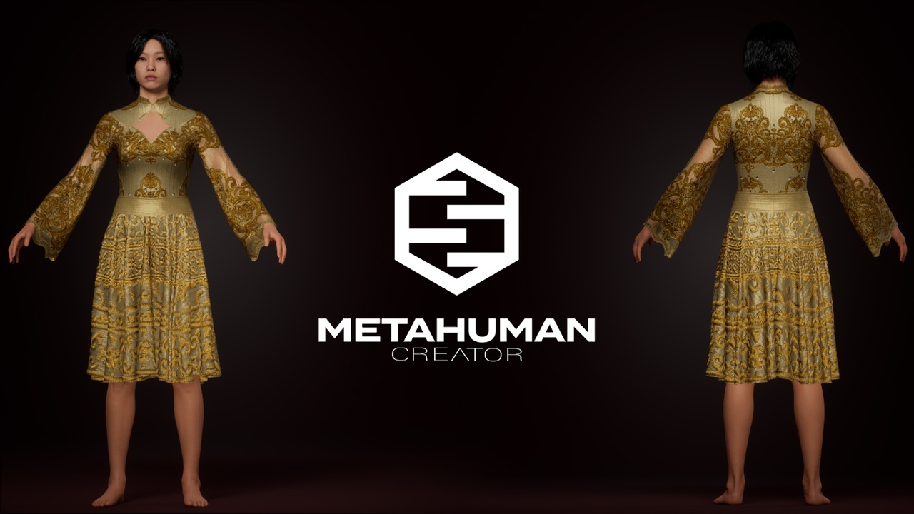 Media 1 for listing Golden Dress  Outfit Metahuman Wardrobe cloth