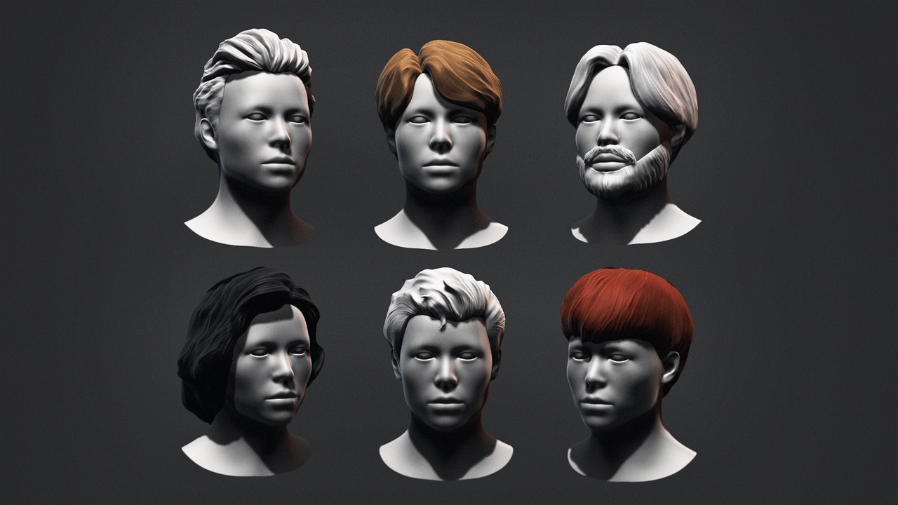 Media 1 for listing Stylized Male Hair Basemesh Pack
