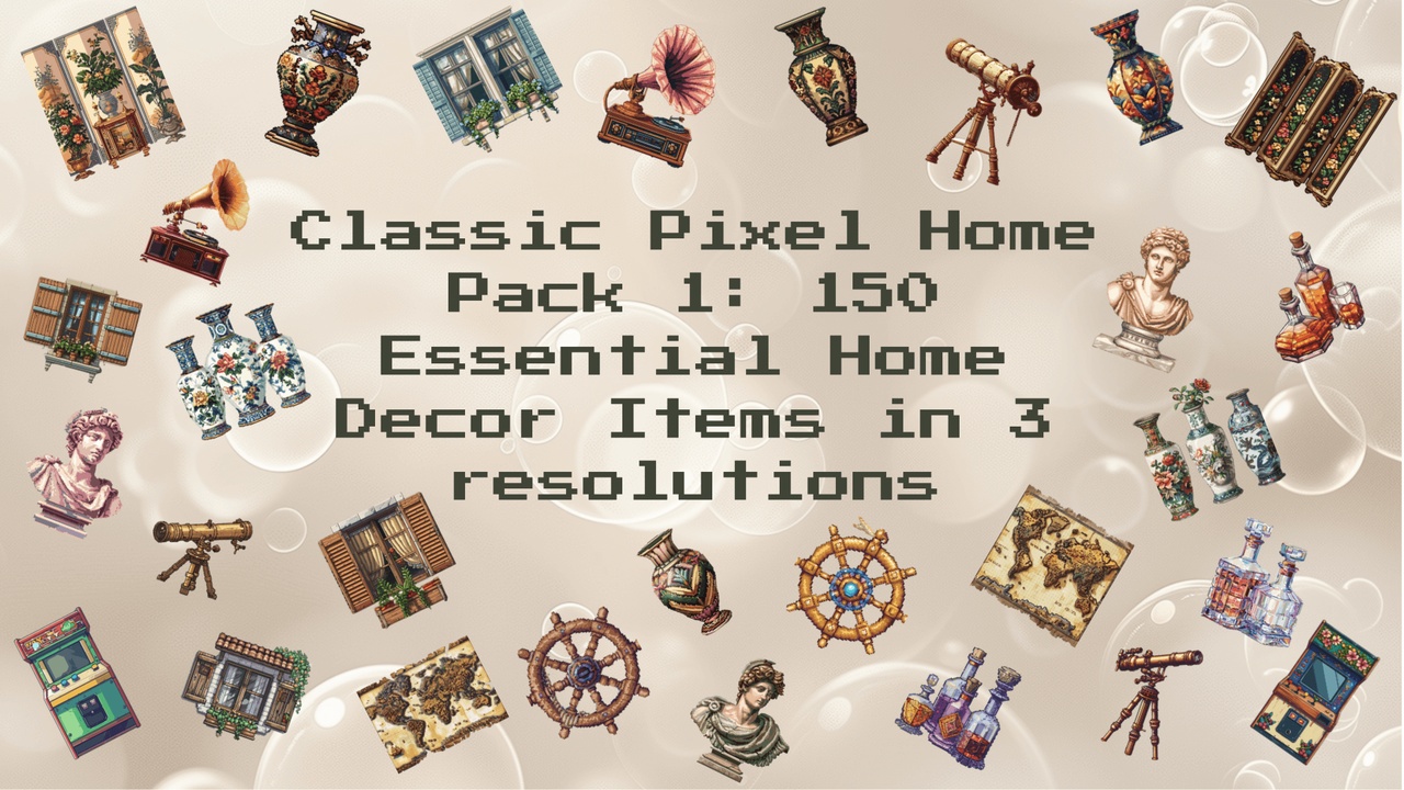 Media 1 for listing Classic Pixel Home Pack 1: 150 Essential Home Decor Items in 3 resolutions