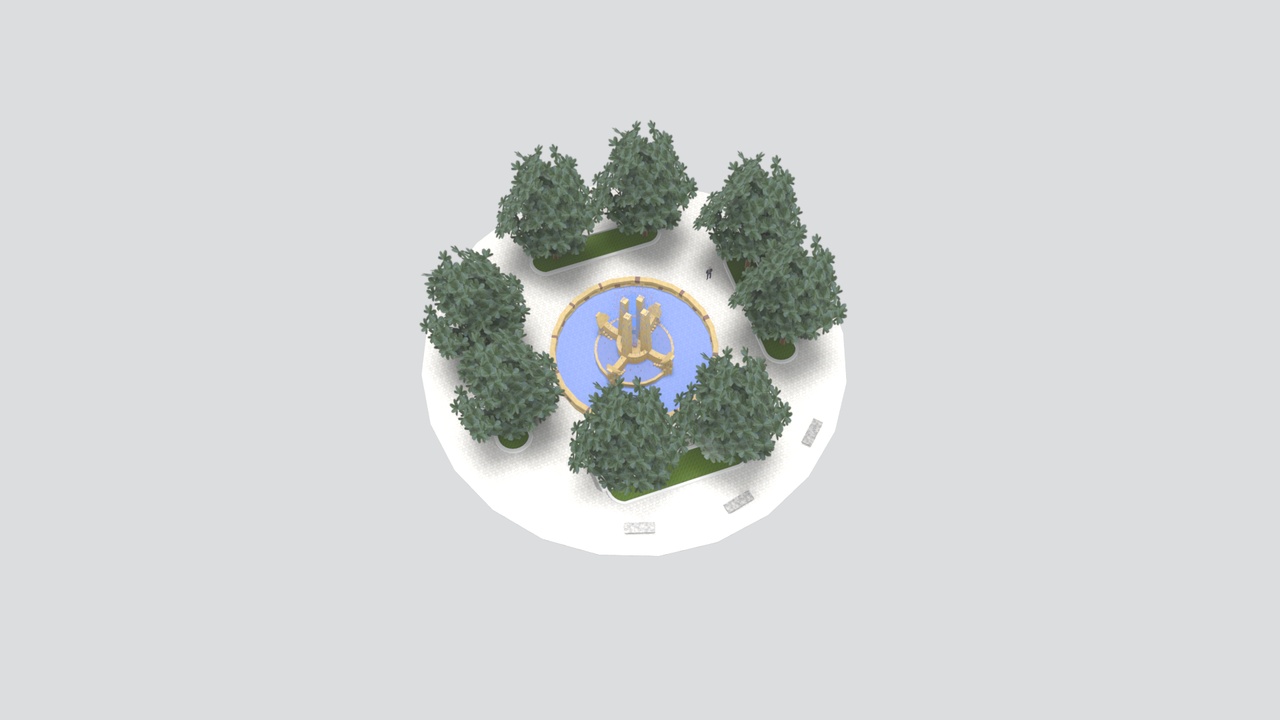 Media 1 for listing Park Landscape Water Feature with Trees and Benches 3D Model