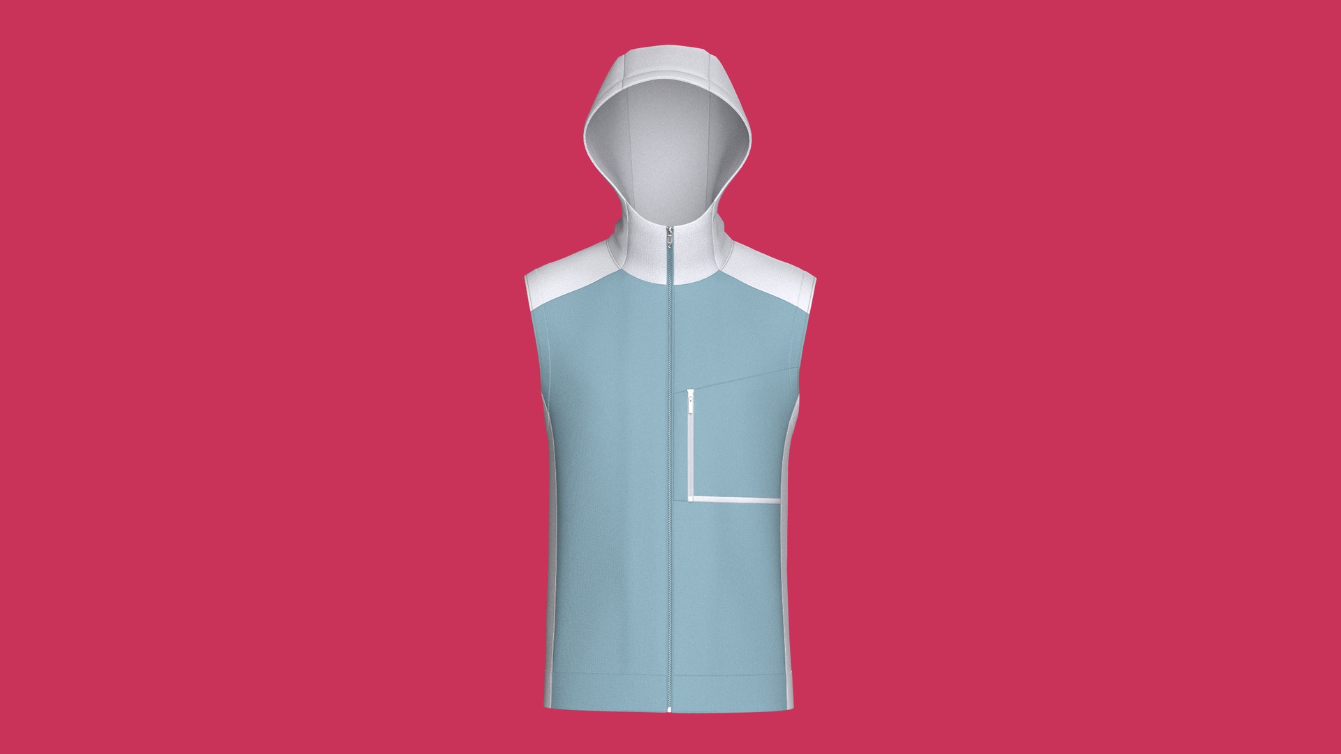 Media 1 for listing Men Sleeveless Zip - Up Hooded Jacket With Pocket | High Poly