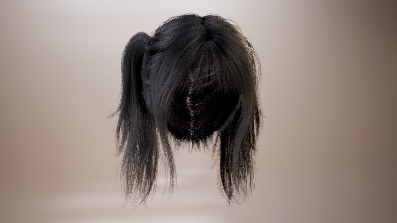 Media 1 for listing Real-time Double Ponytails Groom Hair For Metahuman