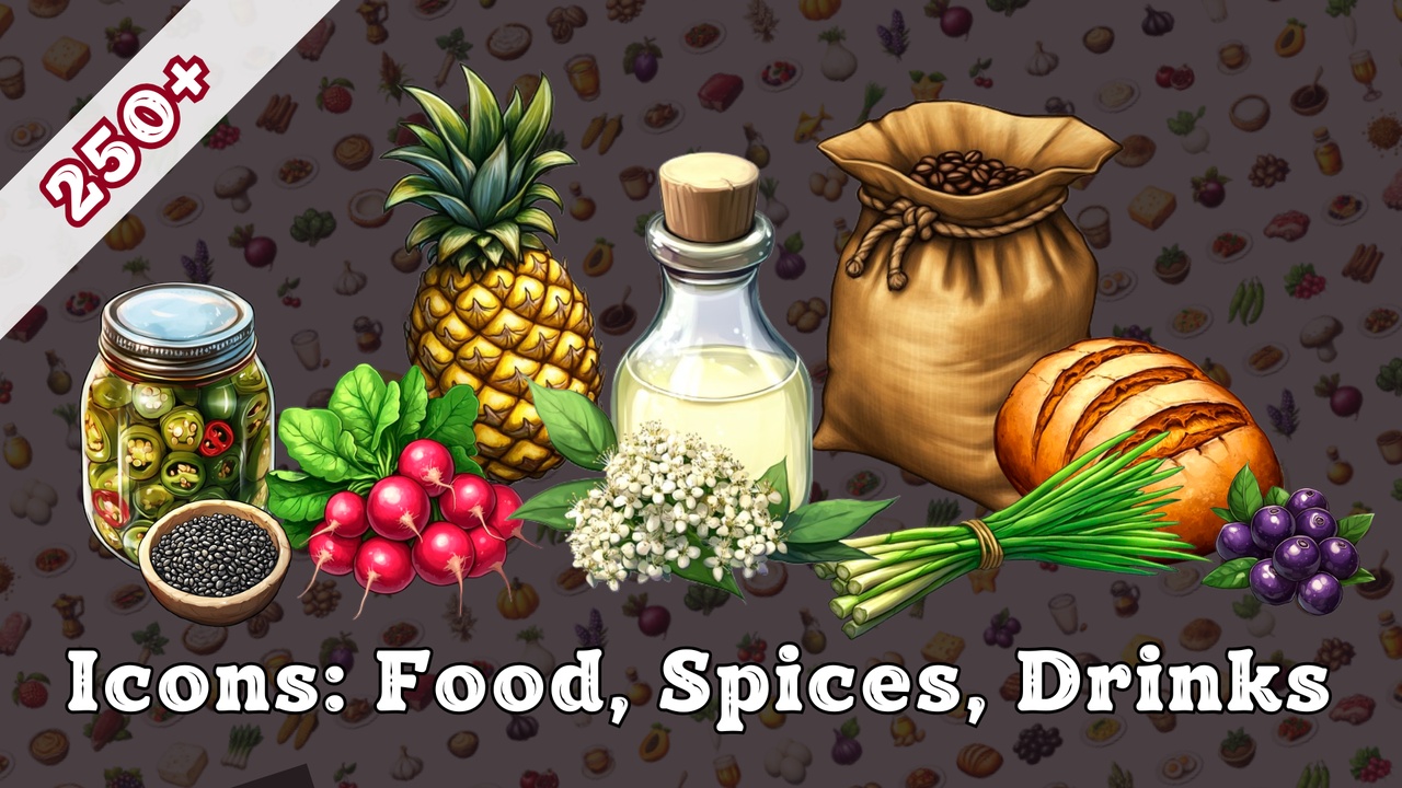 Icons: Food, Spices, Drinks | Fab