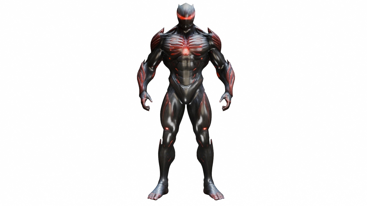 Media 1 for listing 3D Crysis Nanosuit 3D Model - Muscular Black Red Glowing Veins FBX OBJ