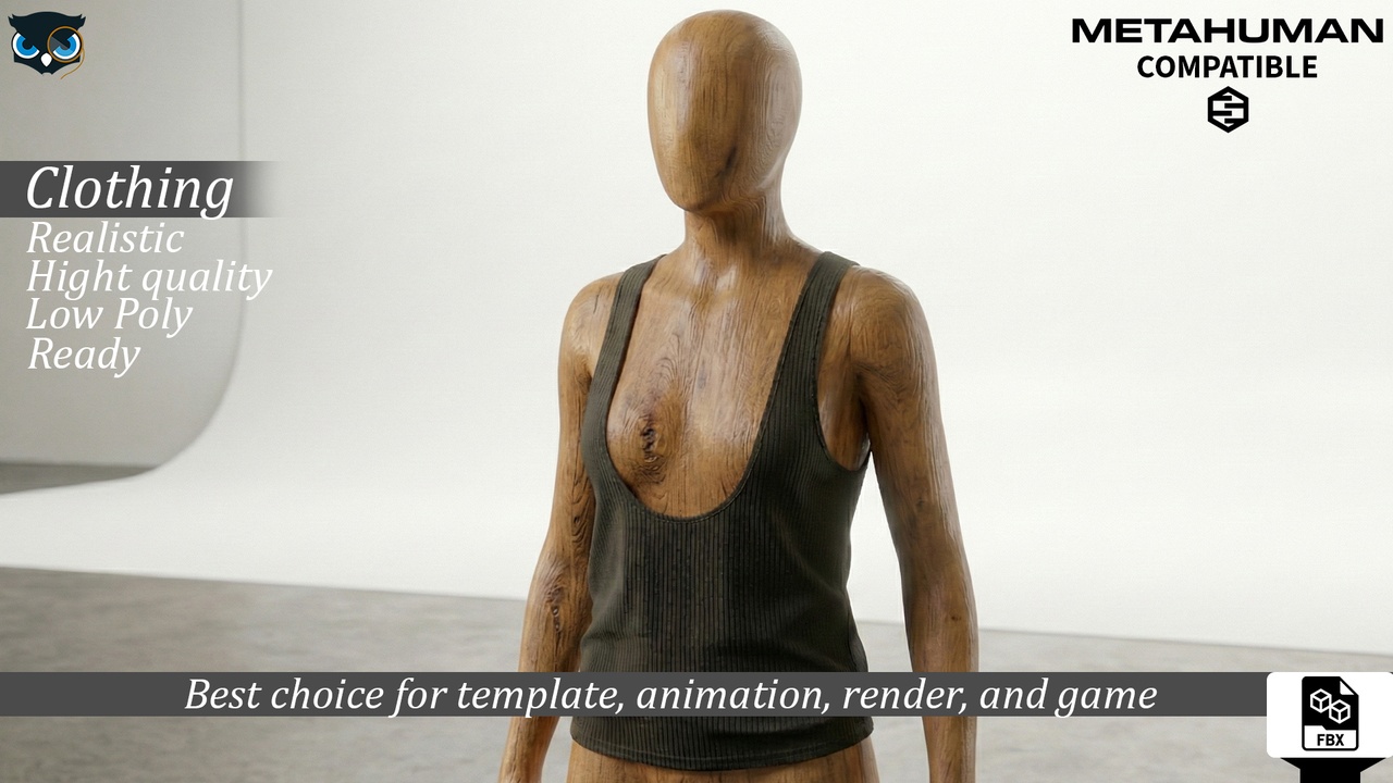 Media 1 for listing Realistic Ribbed Tank Top Metahuman Compatible