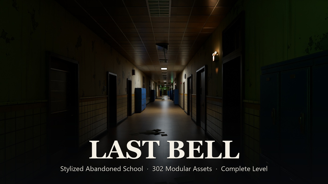Media 1 for listing LAST BELL — Stylized Abandoned School (Modular Horror Environment)