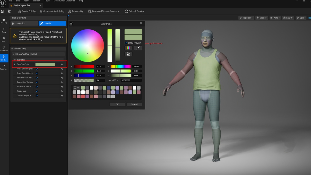Media 1 for listing Men Tank Top - Metahuman Undershirt Clothes - Parametric Vest PBR