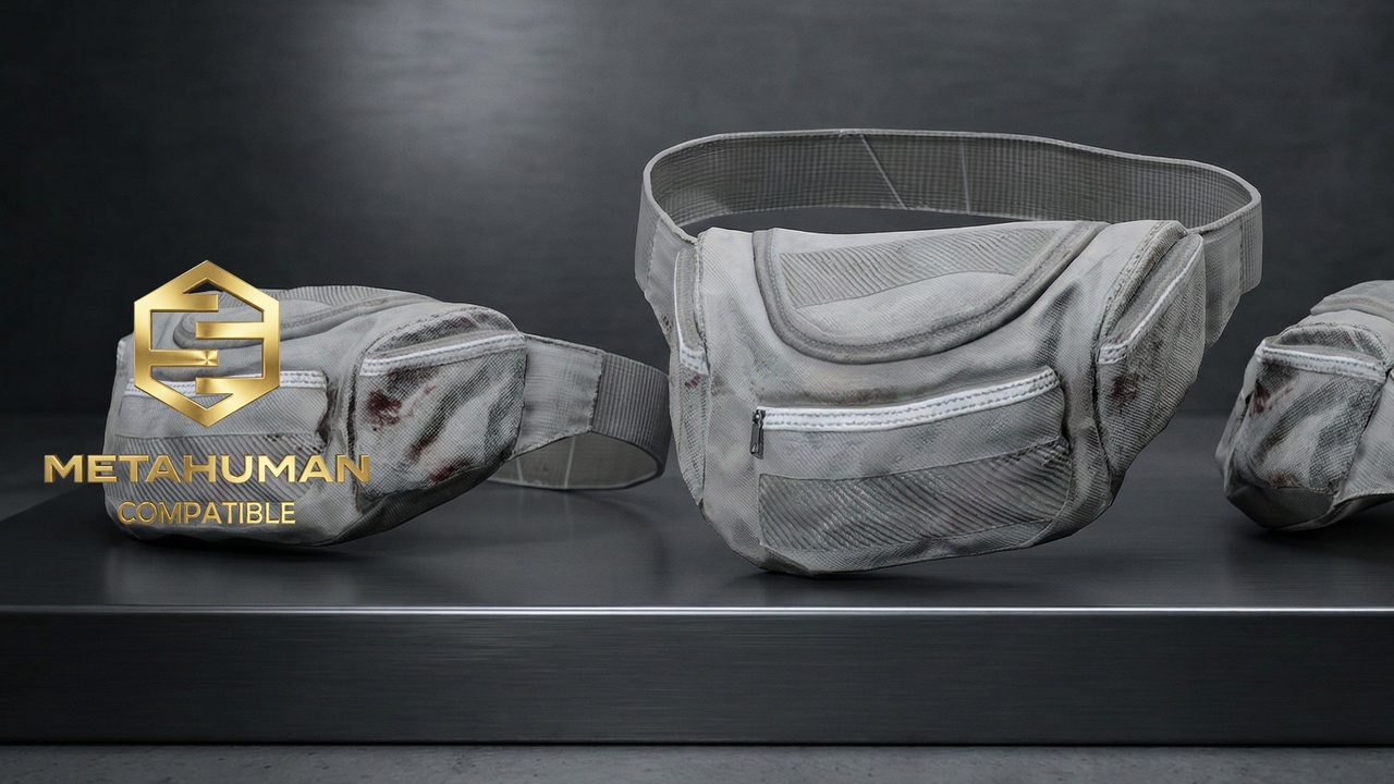 Media 1 for listing Distressed Utility Waist Bag with Zipper Pockets and Rugged Urban Travel Style