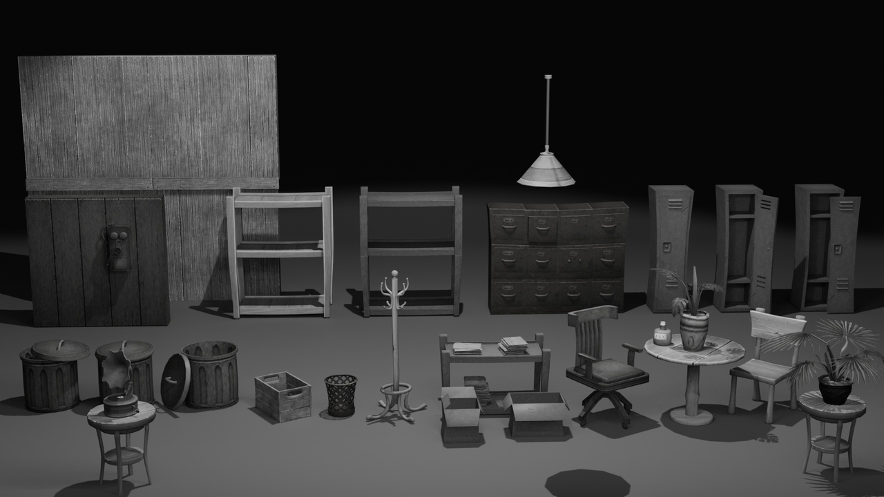 Media 1 for listing 1930s Noir Environment Kit β Stylized Black & White Set π¬