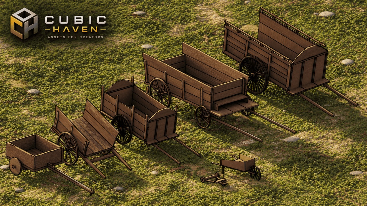 Media 1 for listing STYLIZED WOODEN CARTS & WAGONS KIT