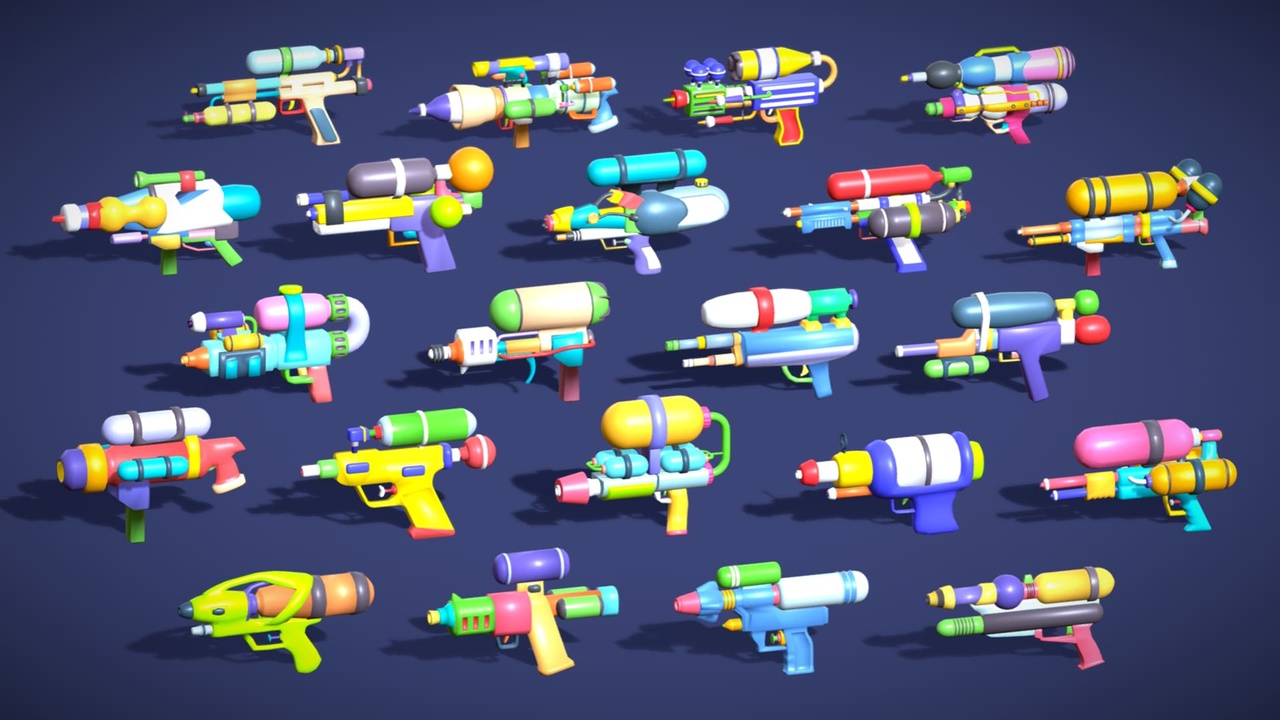 Media 1 for listing Water Gun Pack – Lowpoly Stylized Cartoon Hyper Casual Toy - Kids Collection