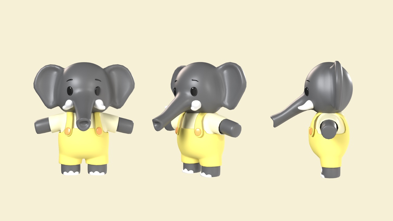 Media 1 for listing Cute Stylized Elephant Character