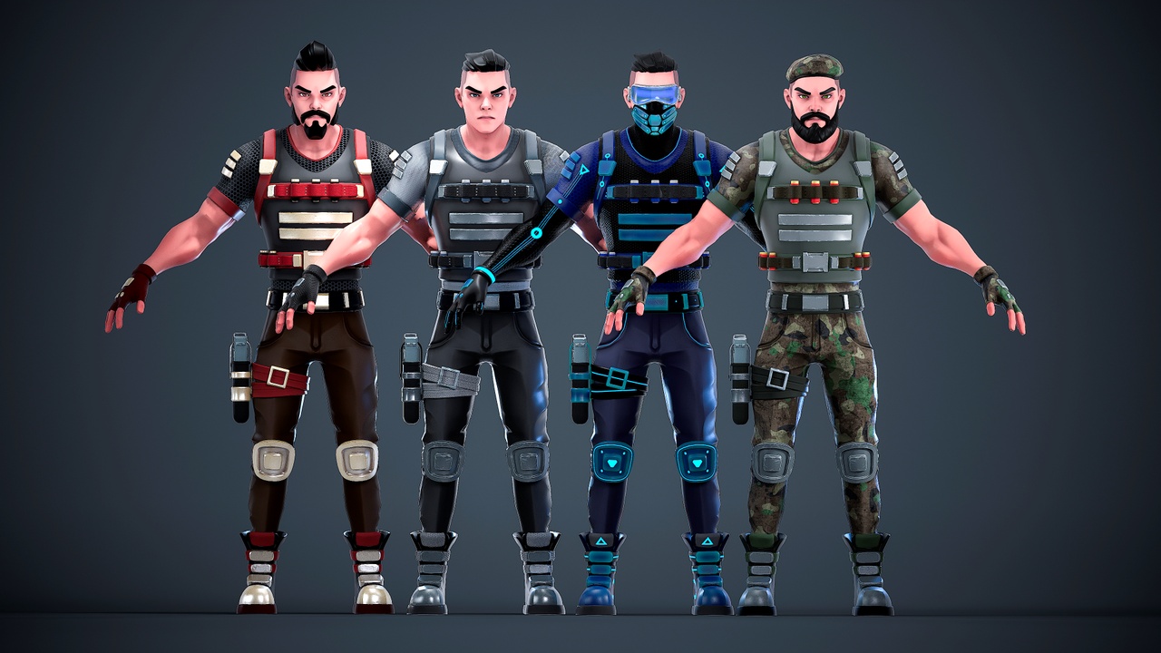 Media 1 for listing Modular Soldier Pack - Stylized Character