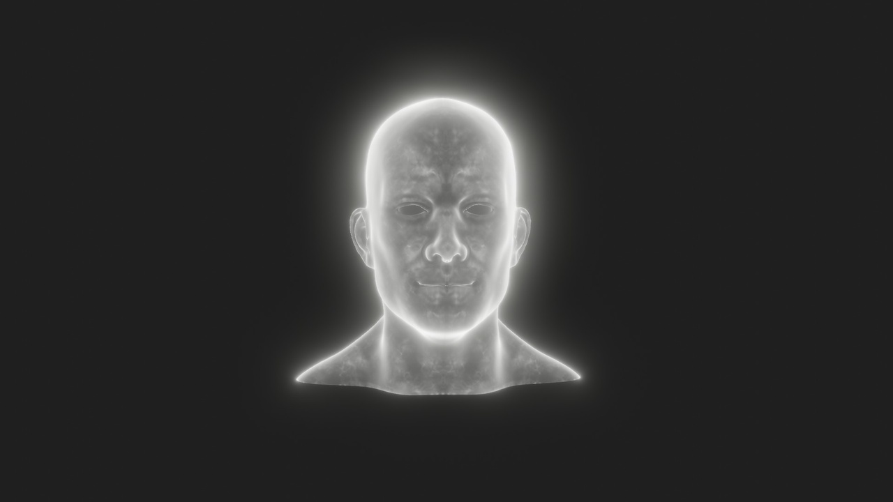 Media 1 for listing Ghostly Male Head Bust 3D Model - Rigged, Animated, with Blend Shapes