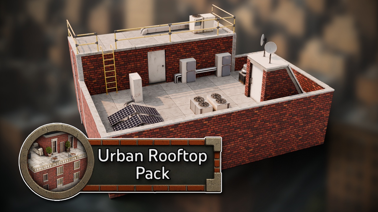 Media 1 for listing 3DT Modular Urban Rooftop Asset Pack for Blender & Game Design