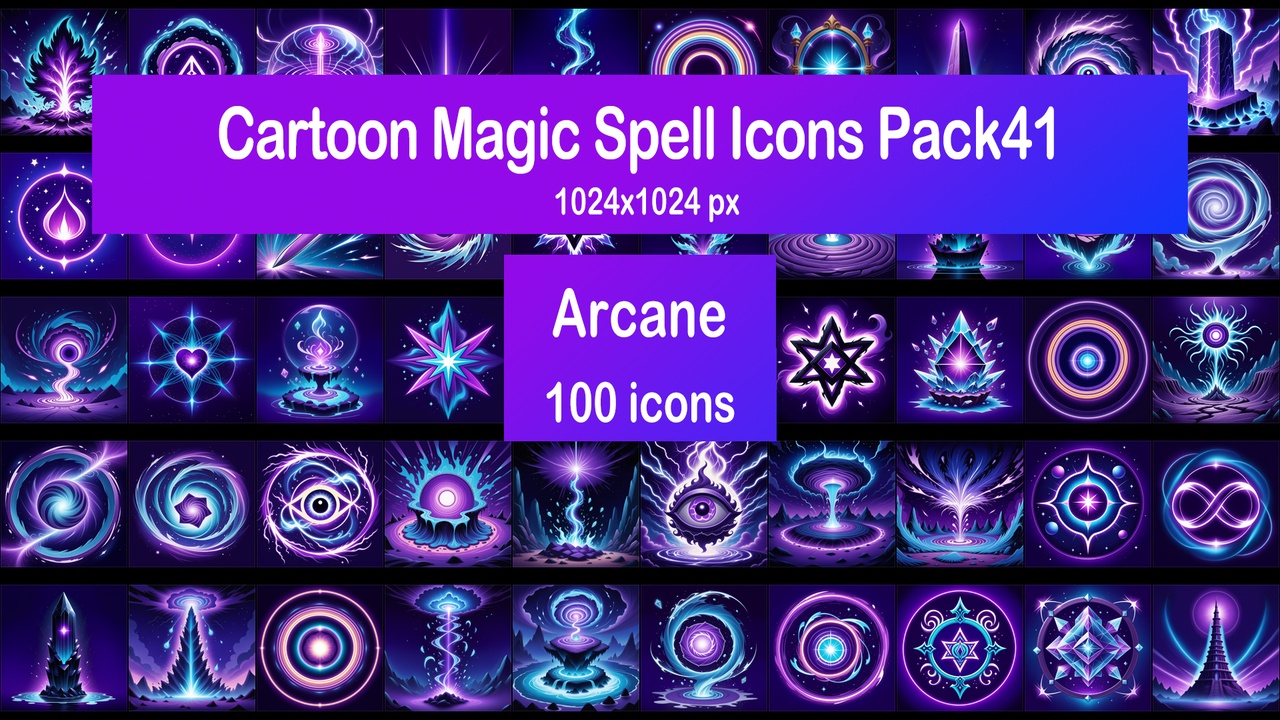Media 1 for listing Cartoon Magic Spell Icons Pack41 - Arcane