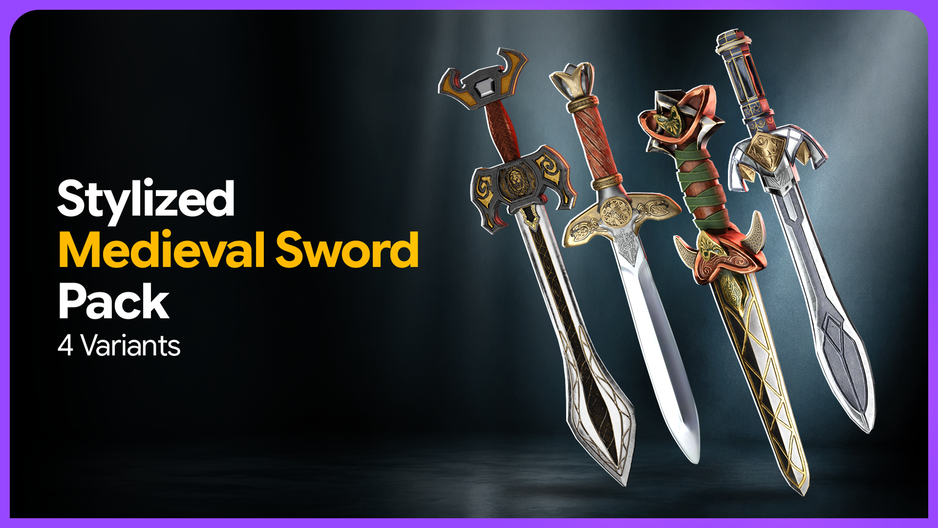 Stylized Medieval Sword Pack - 4 Variants | Fab