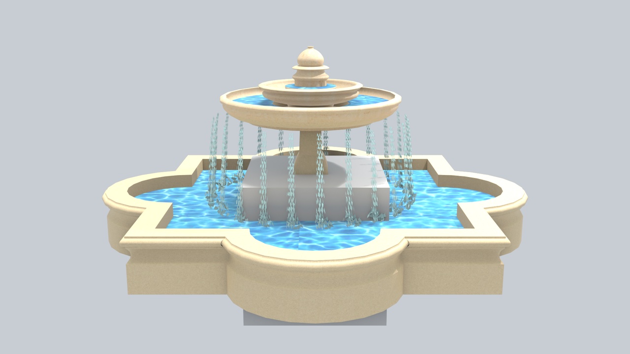 Media 1 for listing Classic Tiered Square Garden Water Fountain 3D Model