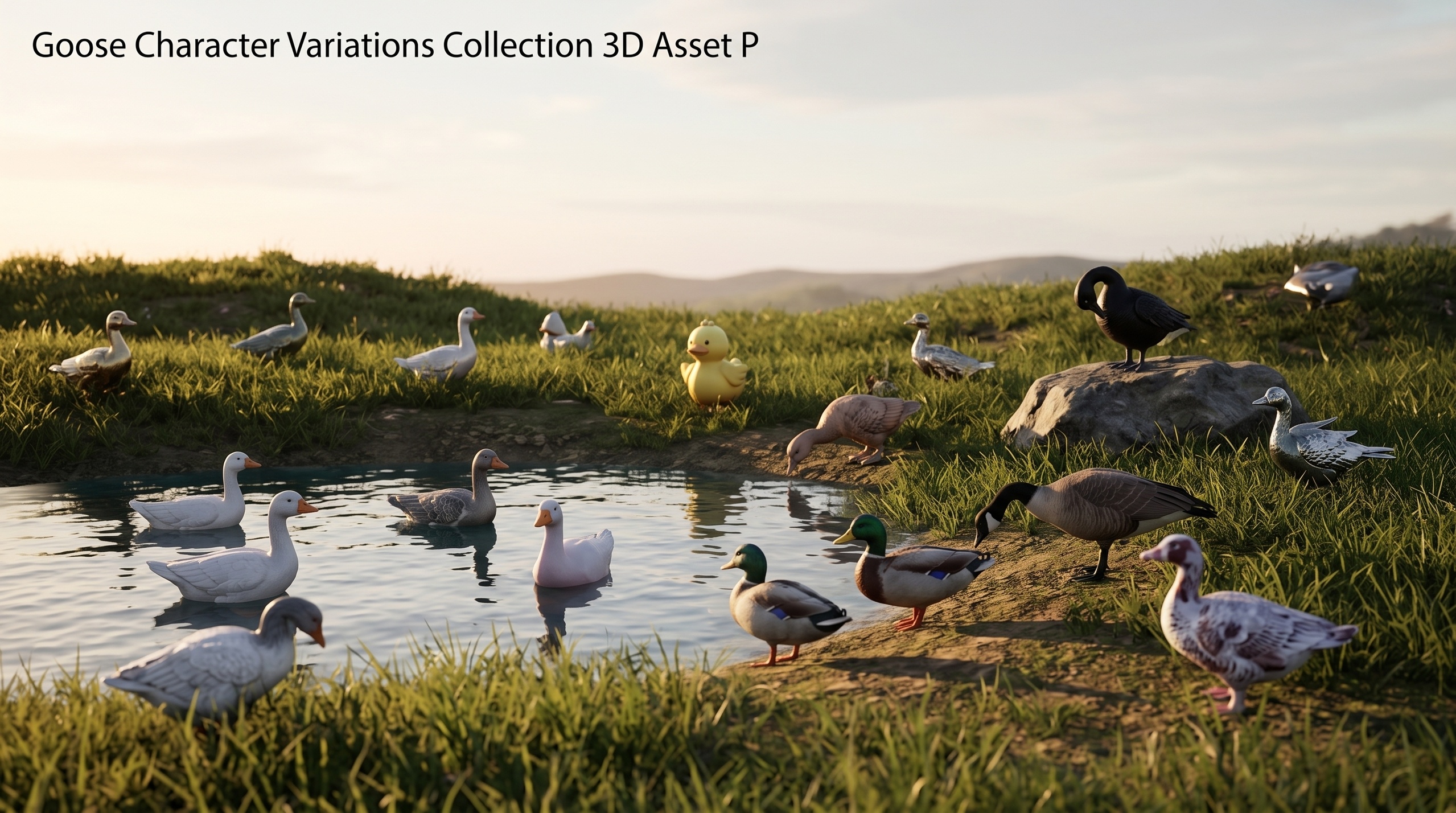 Media 1 for listing Goose Character Variations Collection 3D Asset Pack