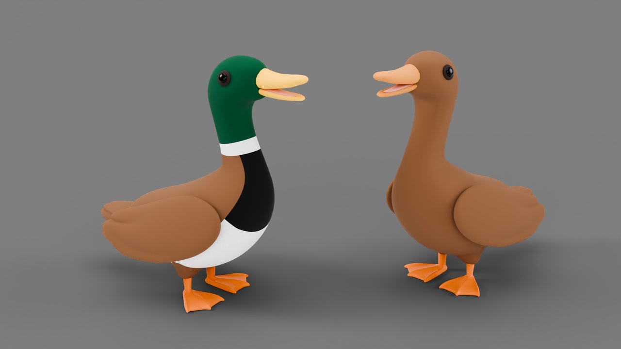 Media 1 for listing Stylized Male and Female Ducks