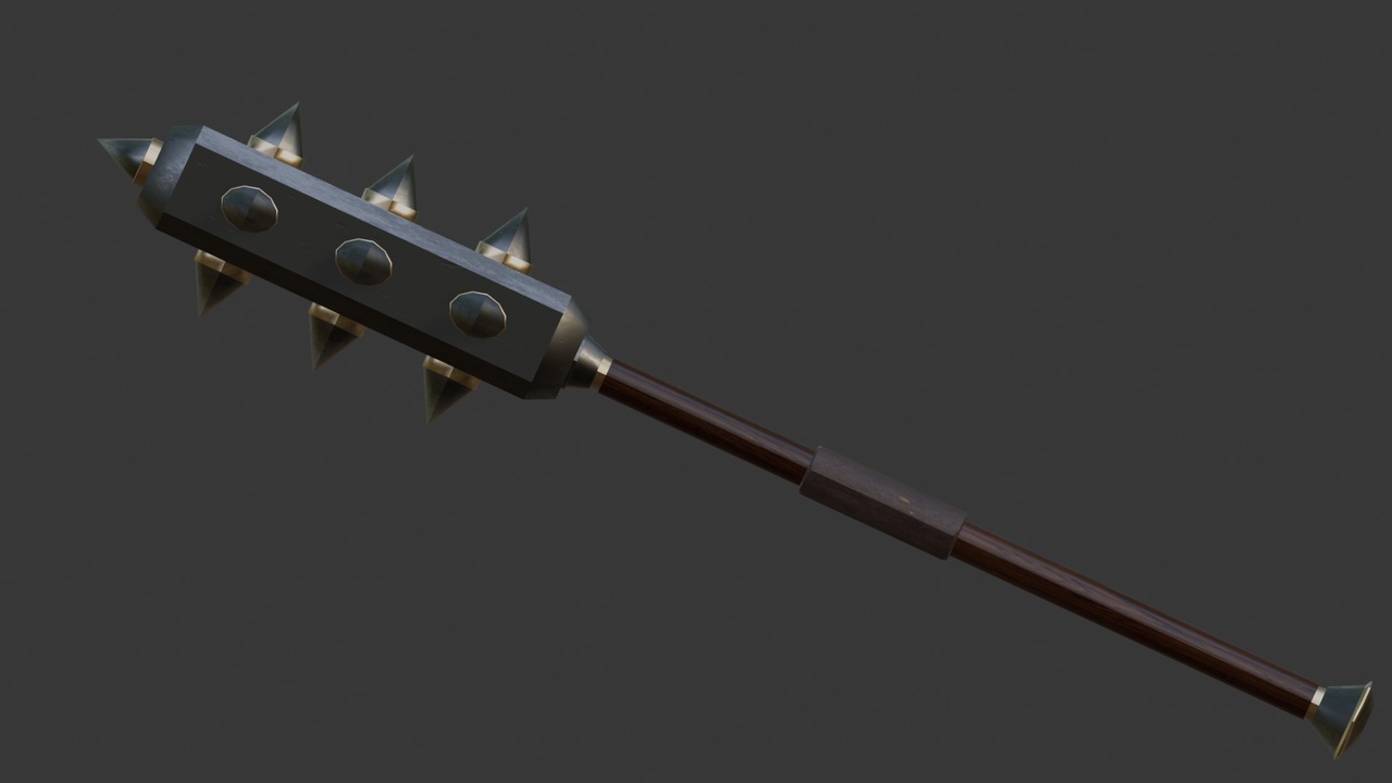 Media 1 for listing Medieval Spiked War Hammer | Fantasy Two-Handed Weapon | Game-Ready | Low Poly