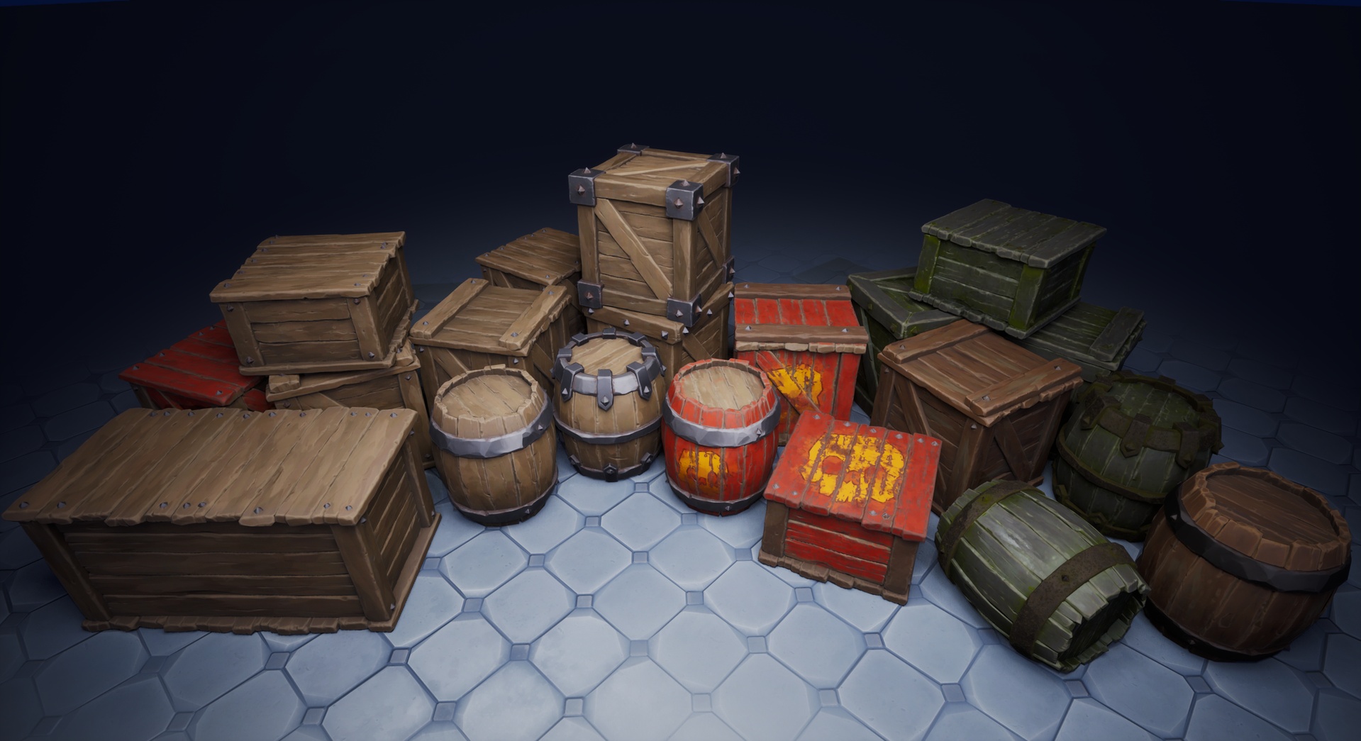 Media 1 for listing Stylized Medieval Barrels and Crates