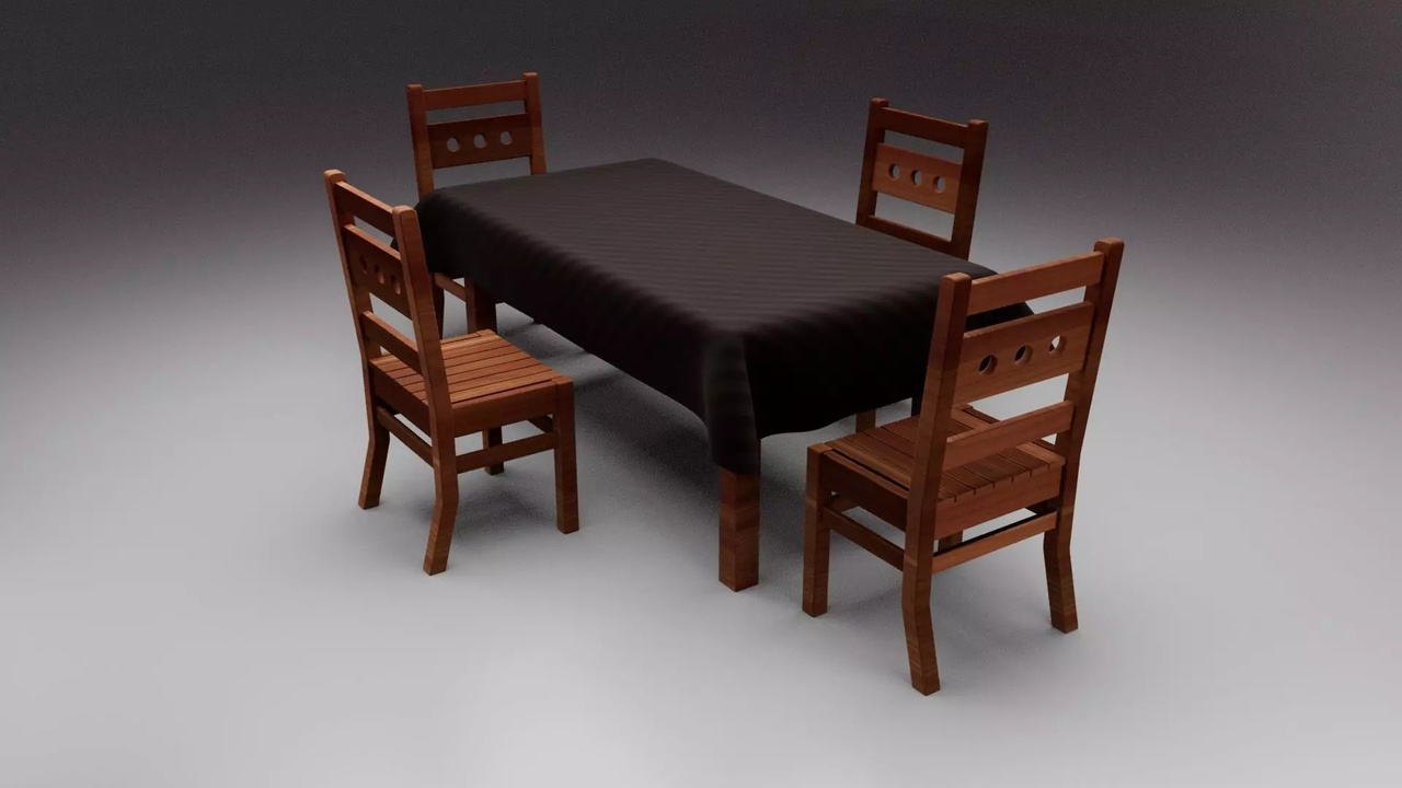 Media 1 for listing Rustic Kitchen Furniture Set - Game-Ready PBR 3D Model