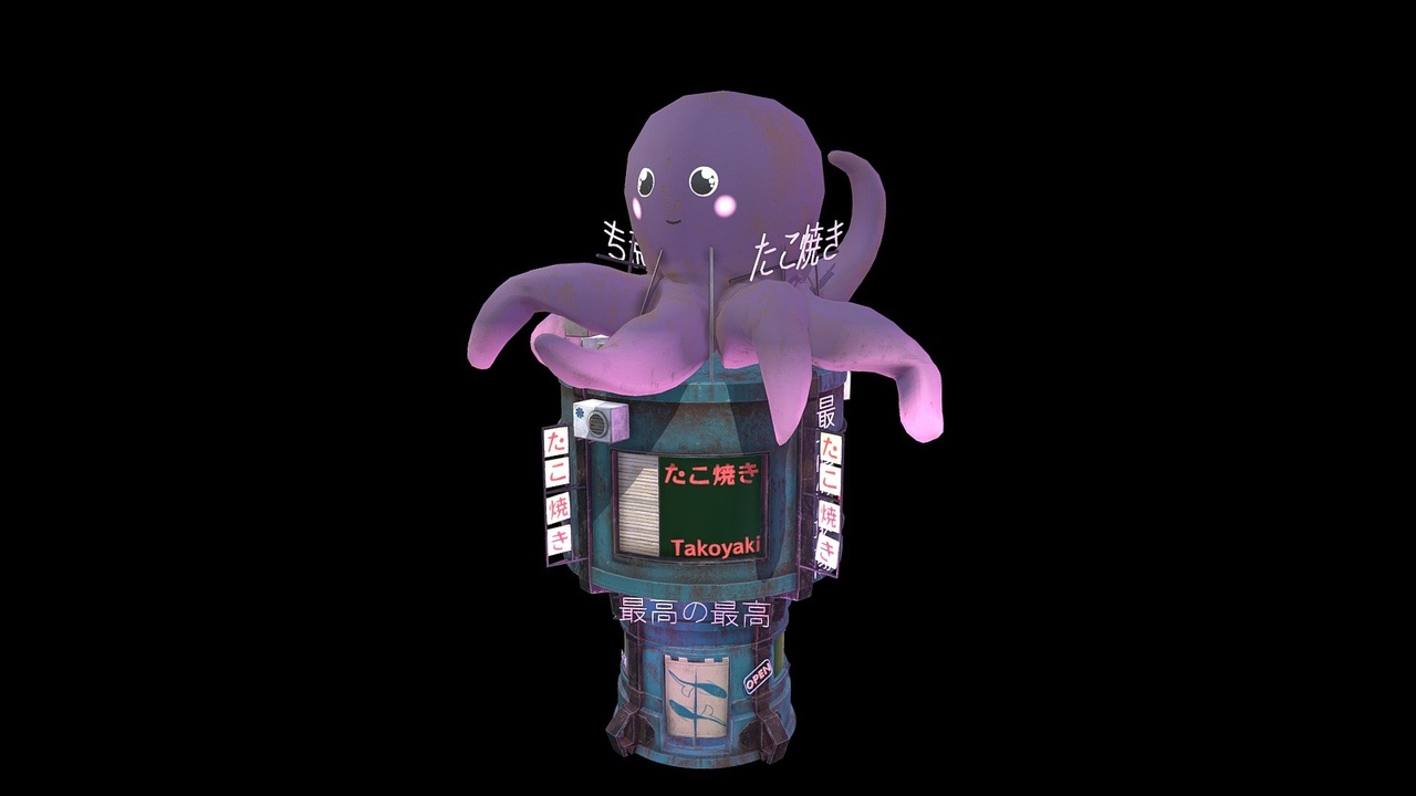 Media 1 for listing Stylized Futuristic Cyberpunk Neo Tokyo Asian Fast Food Cafe - Game Ready Asset