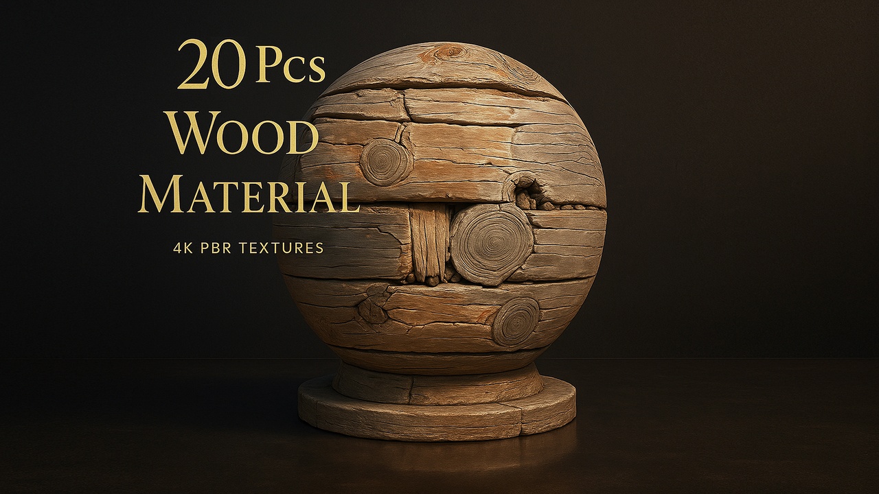 20 Pcs Seamless Wood Material Pack โ 120 Tileable 4K PBR Textures ์ ํ ๋ฑ๋ก์ ์ํ ๋ฏธ๋์ด 1๊ฐ