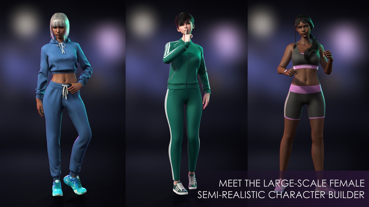 Media 1 for listing Sportswear Girls Pack - Modern Realistic Stylized Casual Woman Character