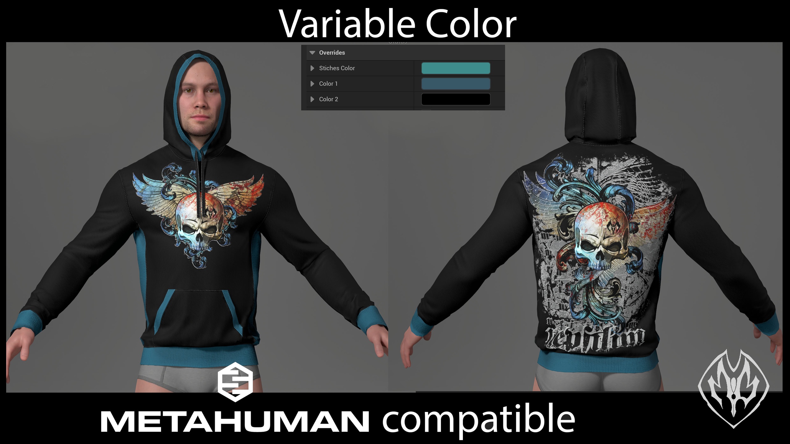 Media 1 for listing High Quality Hoodie with Skull