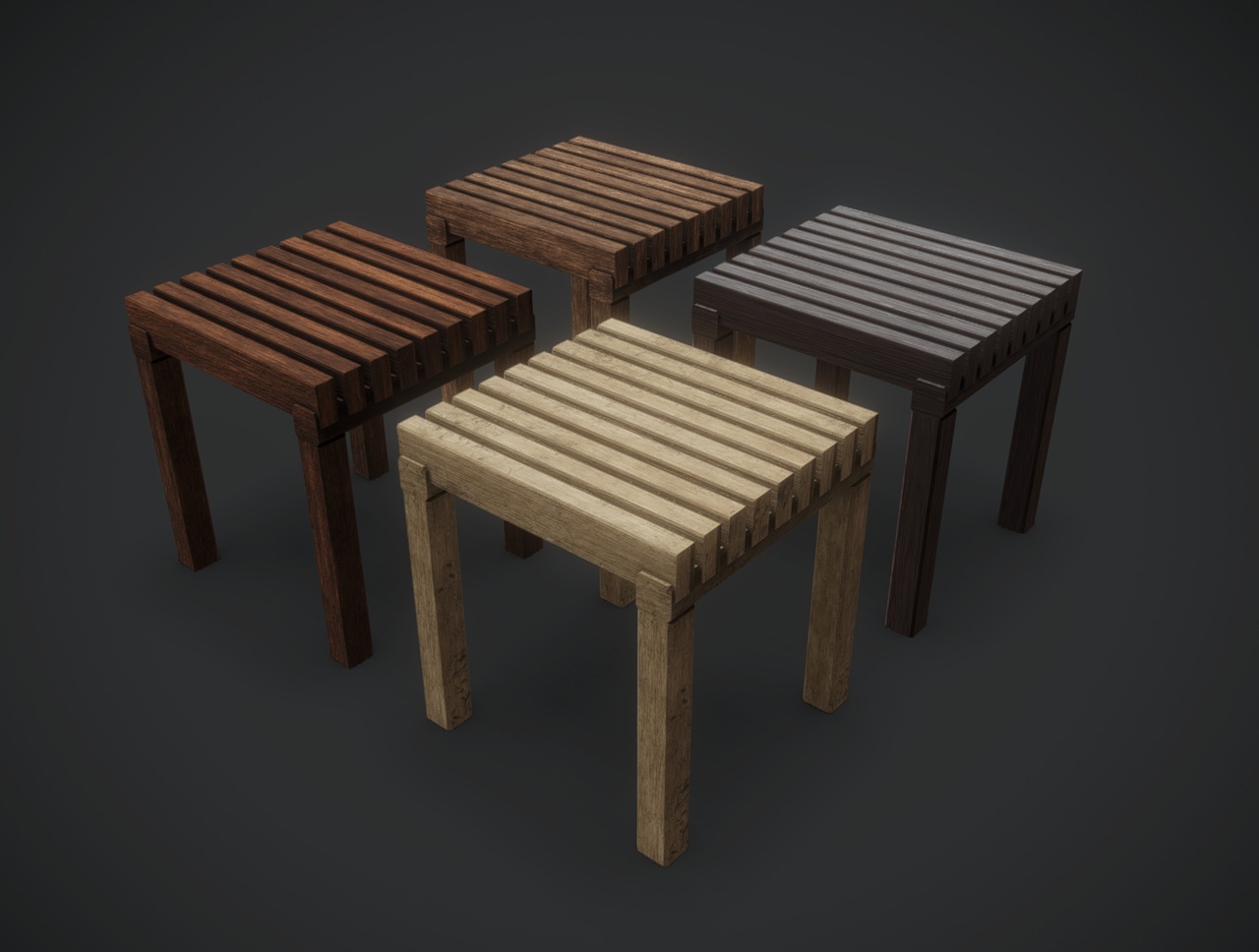 File multimediali per l'articolo Cutter Stool Wooden 4x - Low Poly PBR: 1